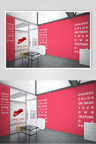 红白大气创意简约室内装饰画样机