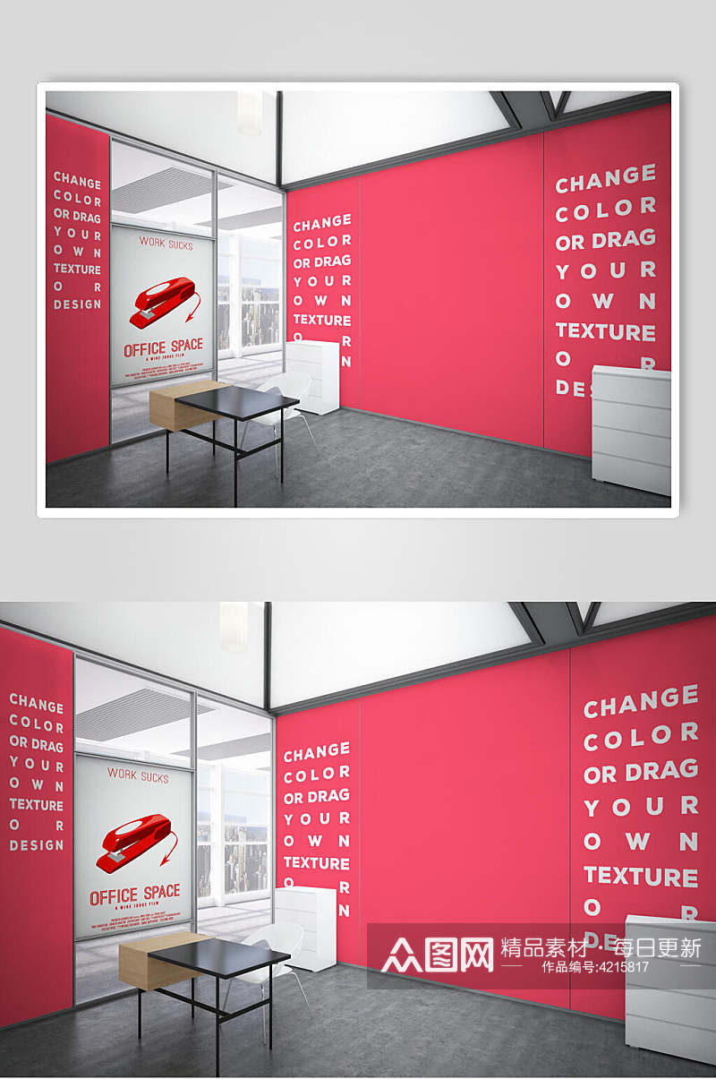 红白大气创意简约室内装饰画样机素材