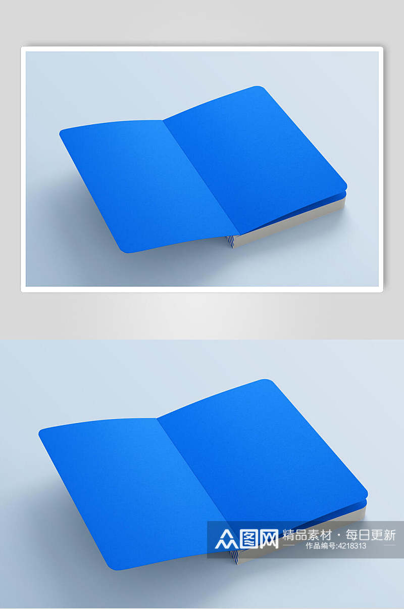 蓝色创意大气方形杂志厚书展示样机素材
