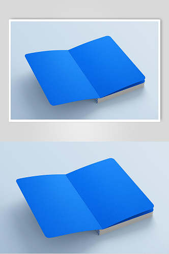 蓝色创意大气方形杂志厚书展示样机