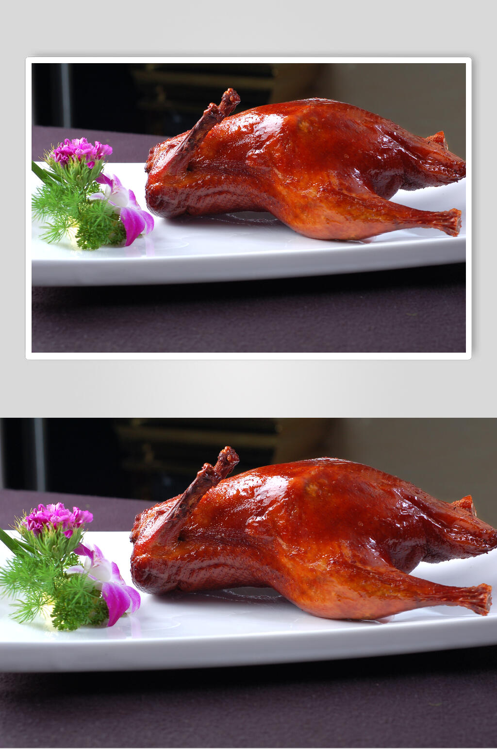 金黄美味烤鸭烧烤类食物照片素材