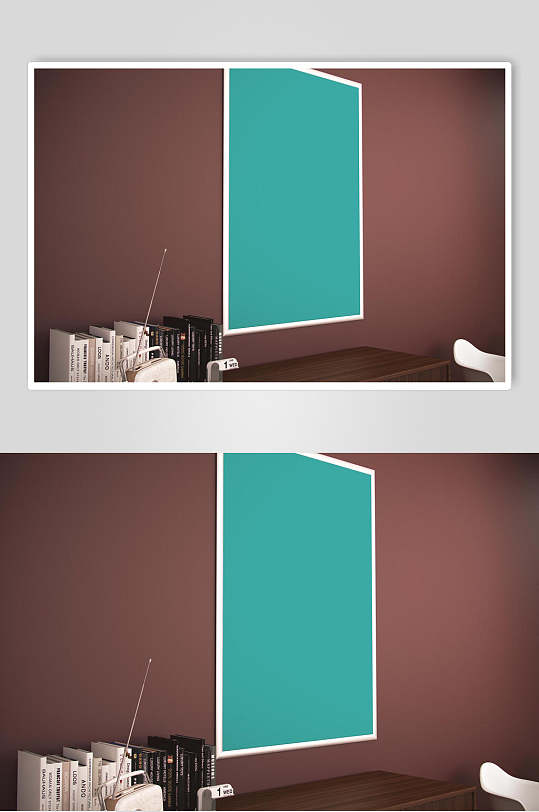 褐色简约大气创意室内装饰画样机