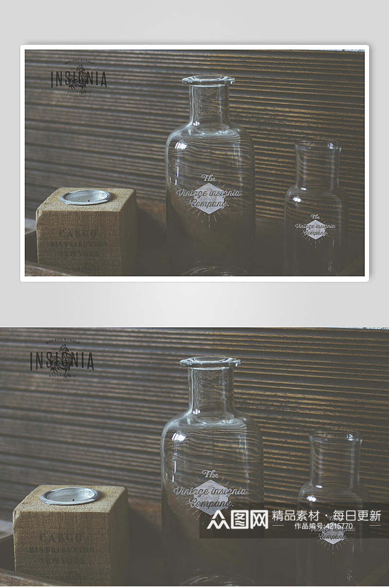 潮流玻璃瓶复古文艺风格Logo品牌标志样机素材