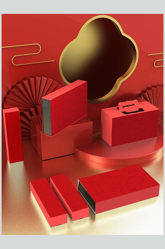 手提纸盒中国风礼盒样机