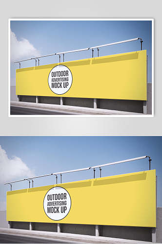 黄色简约广告背景墙海报展示场景样机