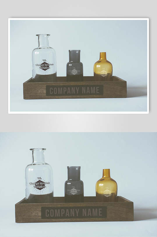 玻璃瓶罐黄色logo品牌标志样机