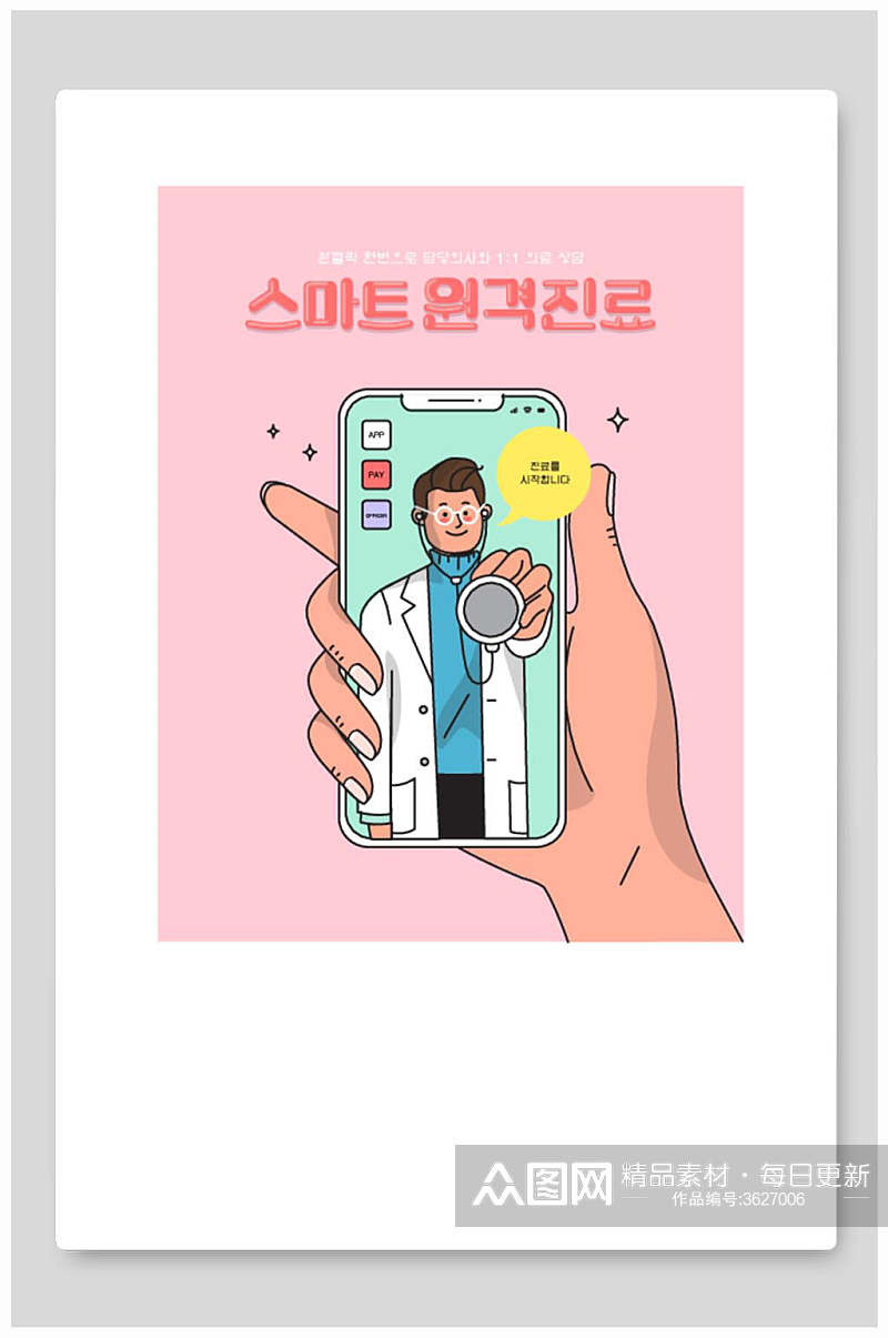 韩文医疗健康AI矢量插画素材