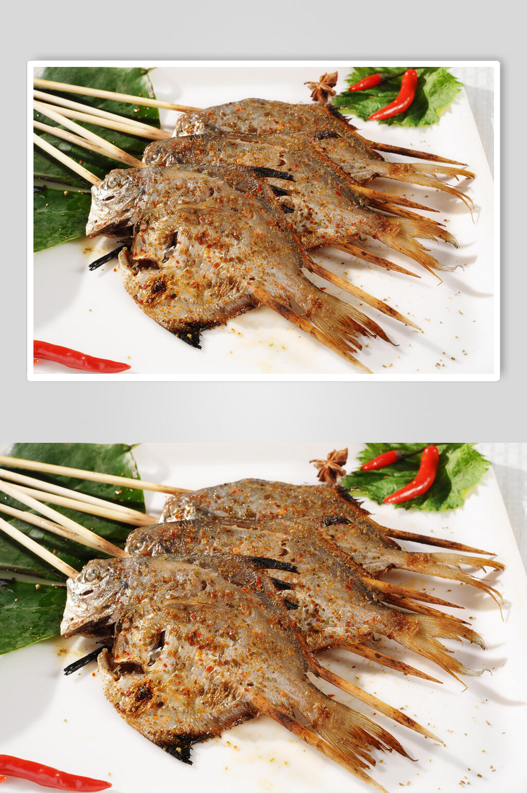 烧烤类烤小鱼食物照片素材