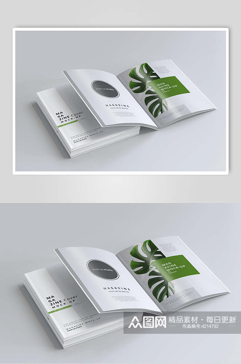 清新植物书籍画册展示设计样机素材