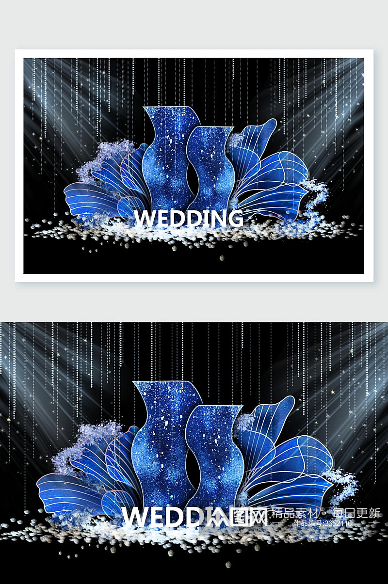 炫酷大气雪花蓝色婚礼舞美设计素材