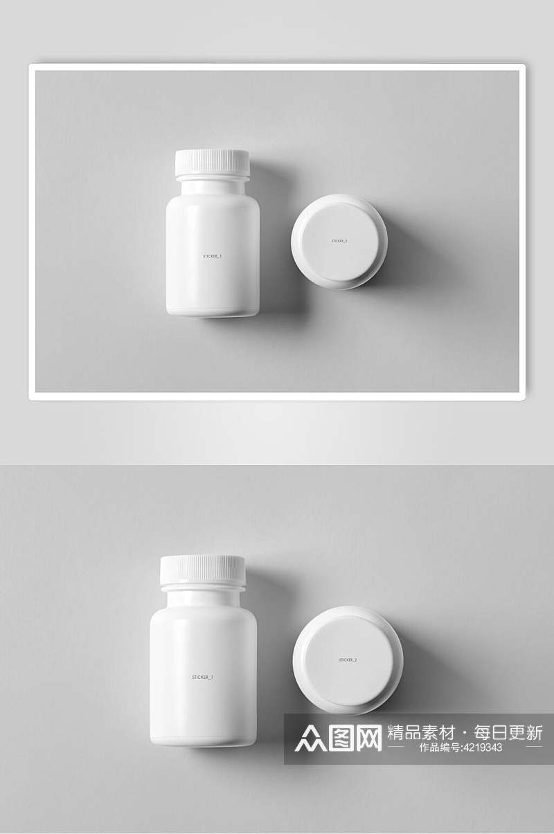 圆形灰白创意大气瓶子盒子包装样机素材