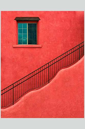 红色背景楼梯建筑图片