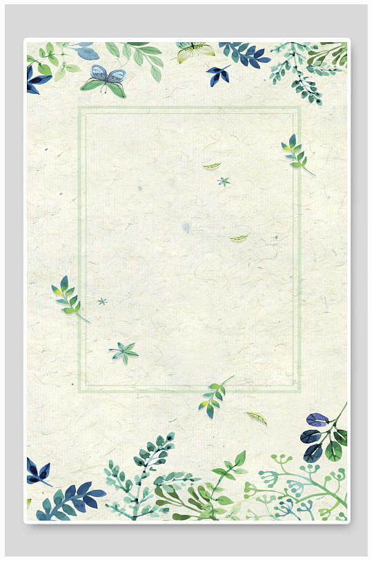 叶子边框清新淡雅背景