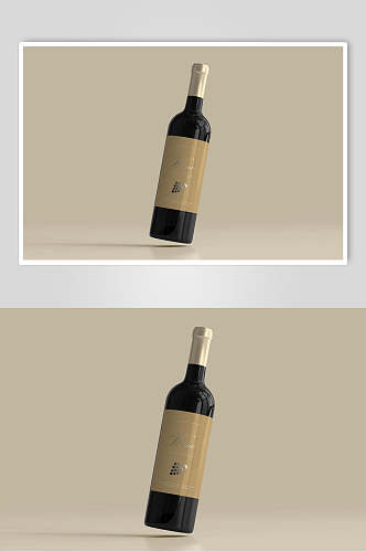 创意精印葡萄红酒瓶包装设计贴图样机