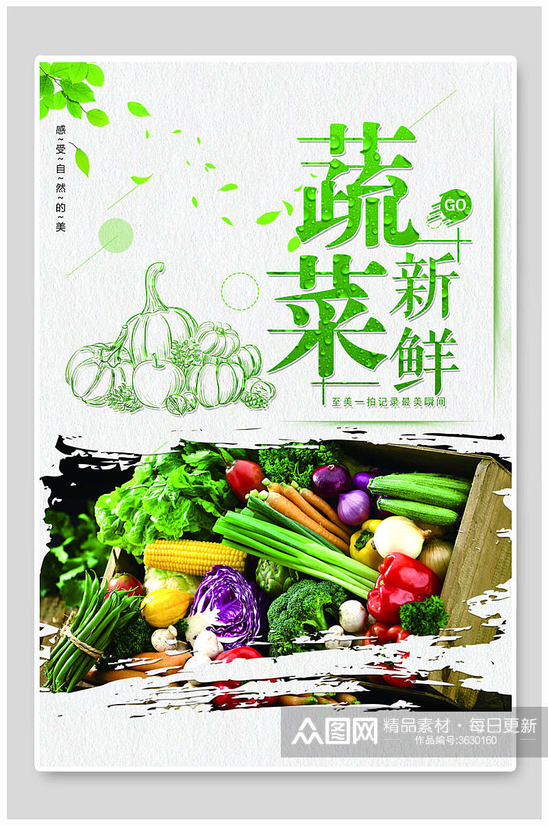 简约绿色新鲜蔬菜海报素材