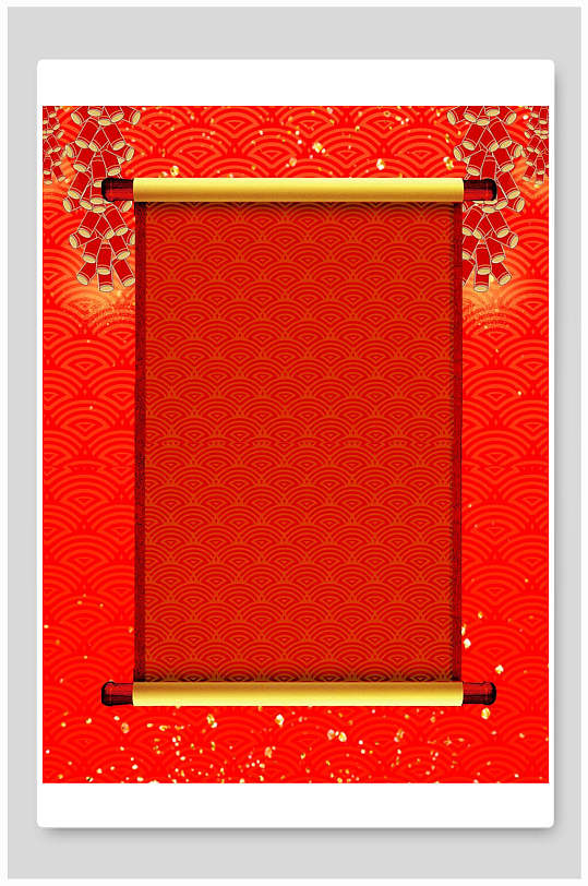 中国风卷轴背景立即下载红色卷轴开门红战报开门红战报海报红蓝简约