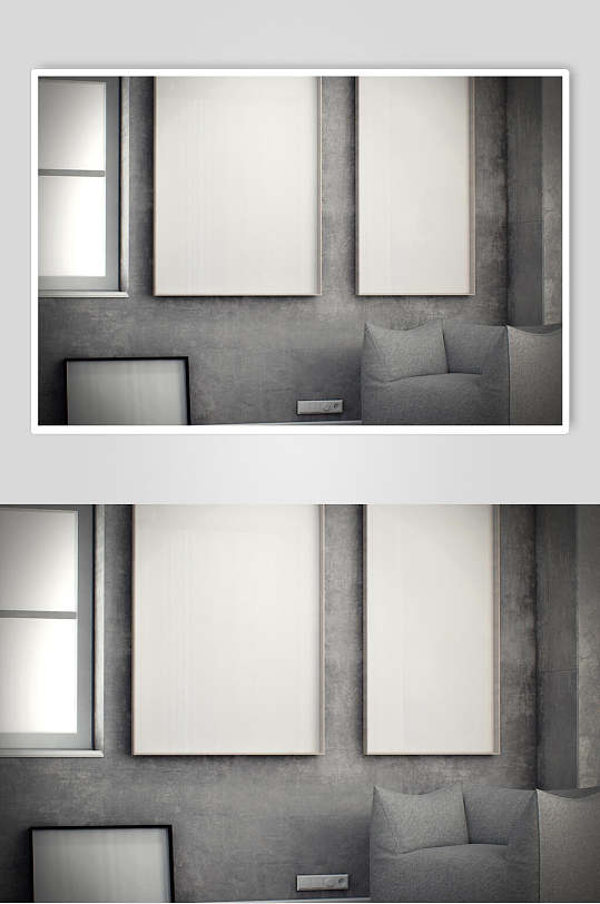 灰色窗户室内装饰画样机