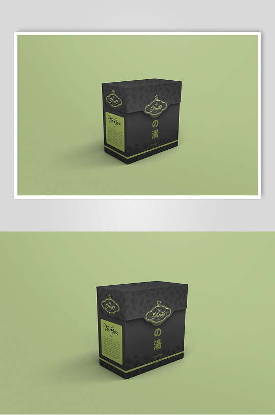 黑绿方形创意大气茶叶包装贴图样机