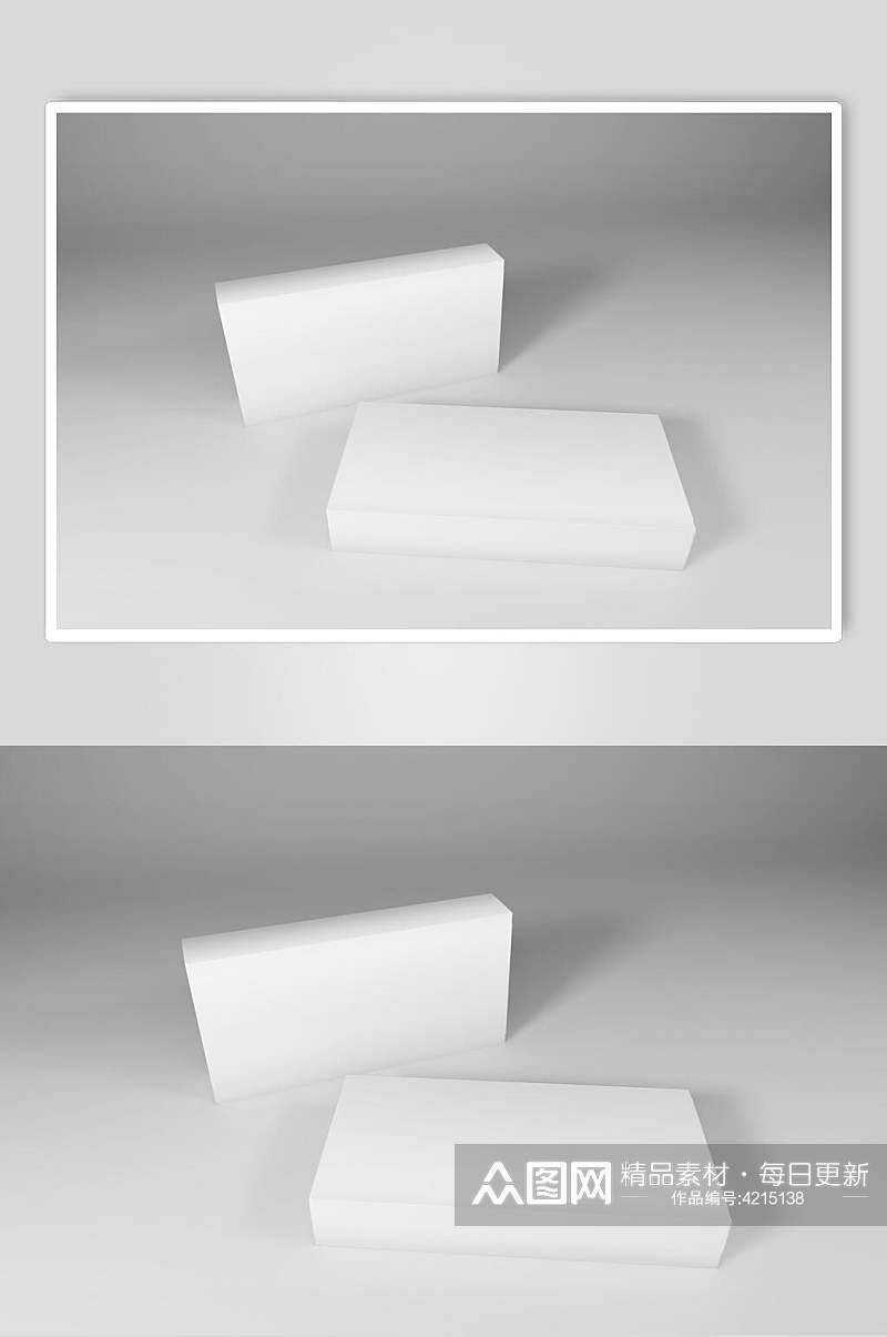 包装盒立体方形灰白色背景墙样机素材