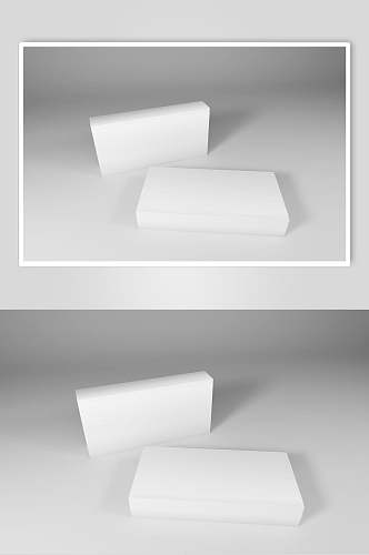 包装盒立体方形灰白色背景墙样机