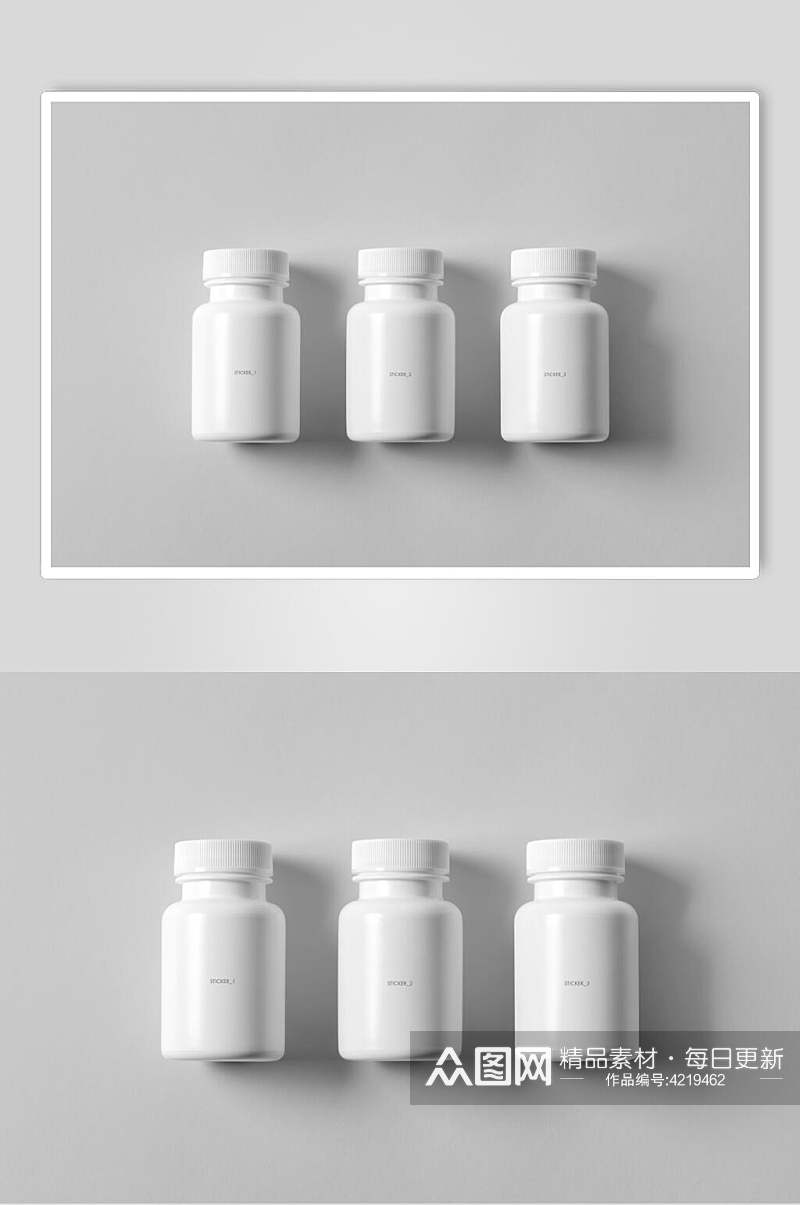 灰白立体留白时尚瓶子盒子包装样机素材