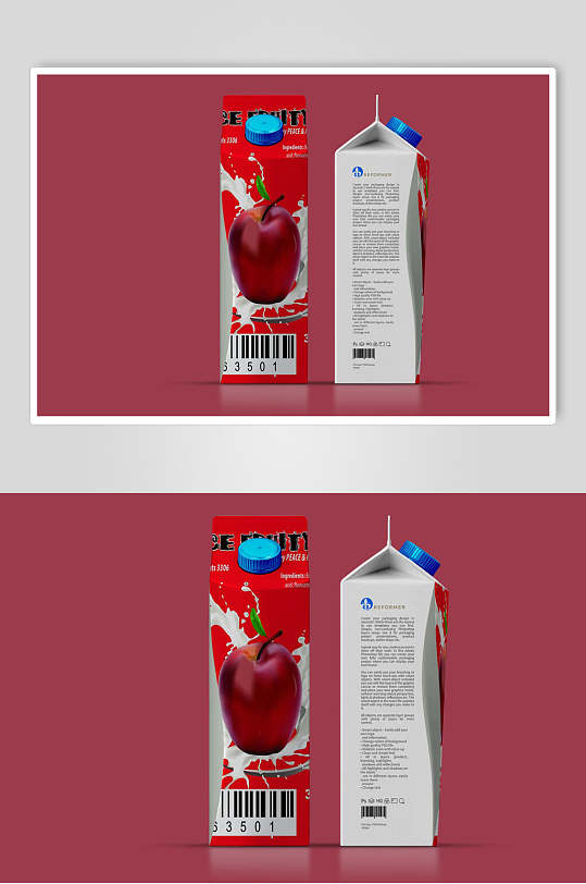 水果盒子创意大气红牛奶盒包装样机