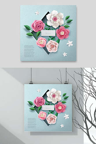 玫瑰花朵植物卡片背景