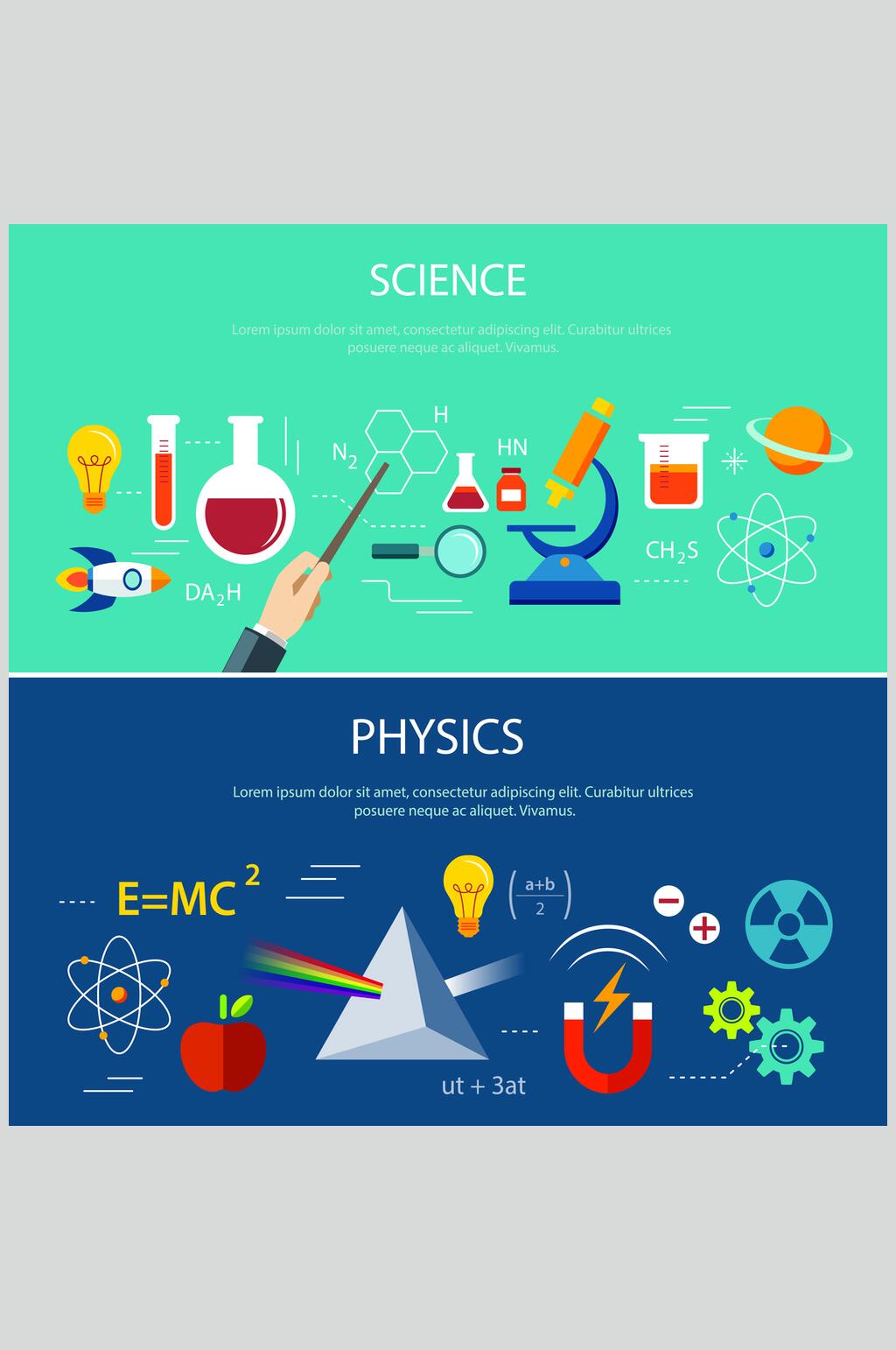 创意科学物理立体人物场景矢量素材