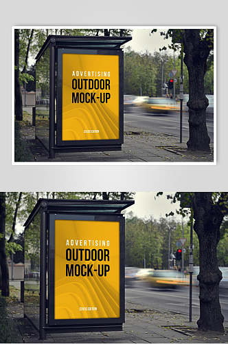黄色流体广告背景墙海报展示场景样机