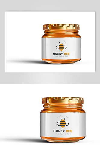 图标黄白创意蜂蜜罐包装展示样机