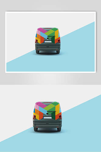 简约彩色创意大气车身贴纸设计样机