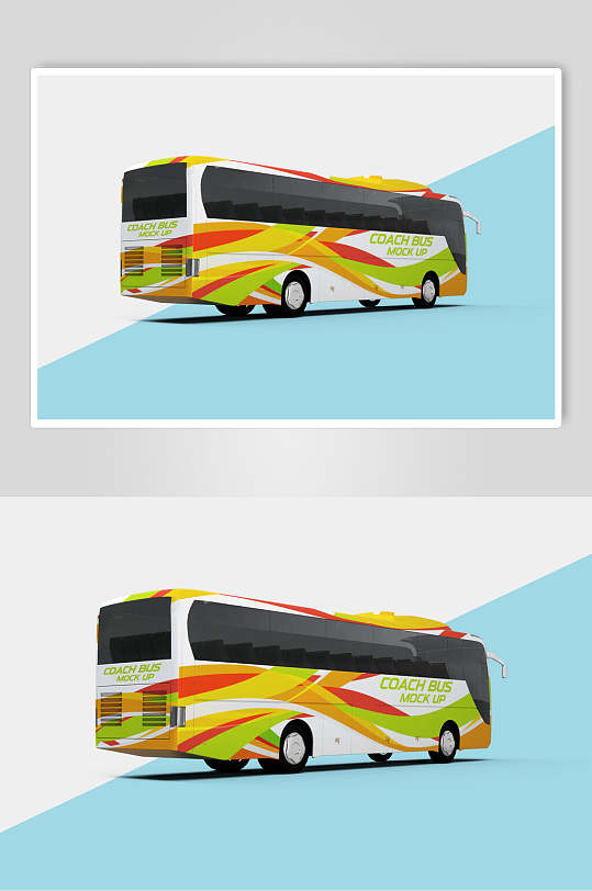 多彩大气巴士车身贴纸设计样机