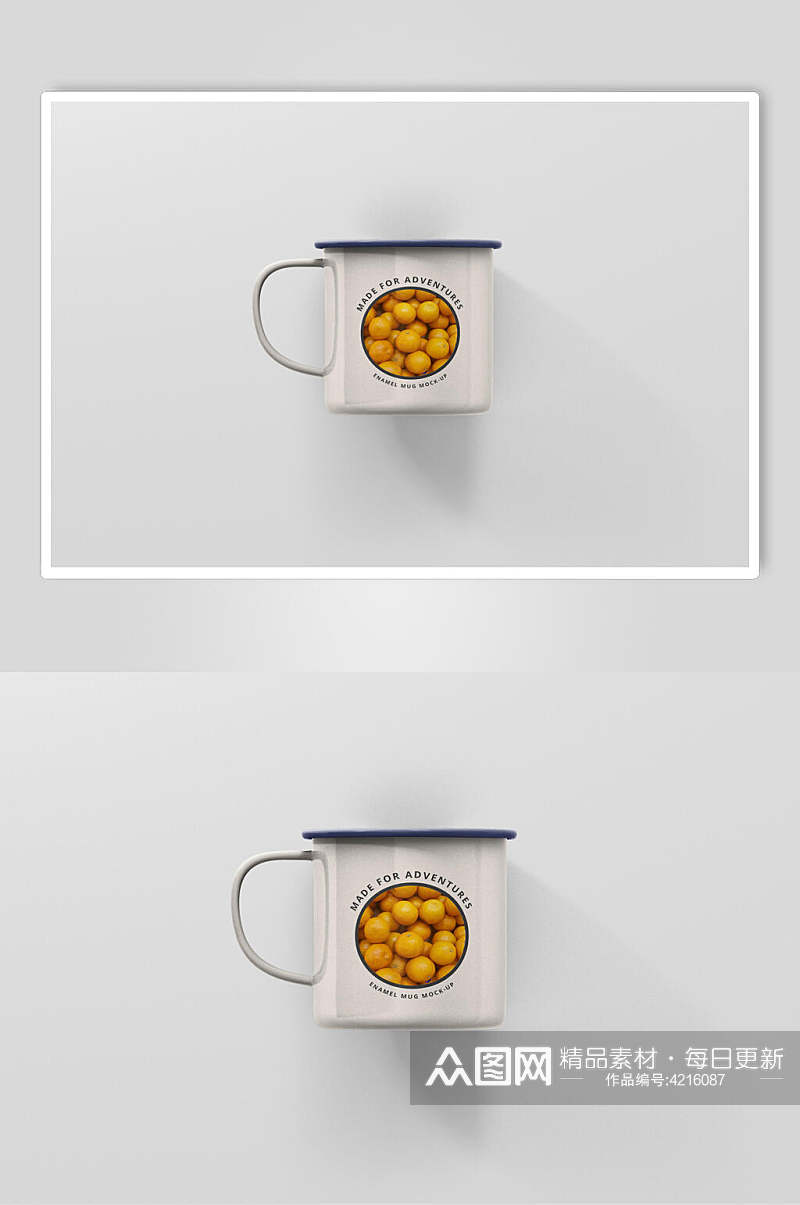 黄色图标搪瓷杯茶杯样机素材