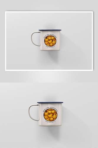 黄色图标搪瓷杯茶杯样机