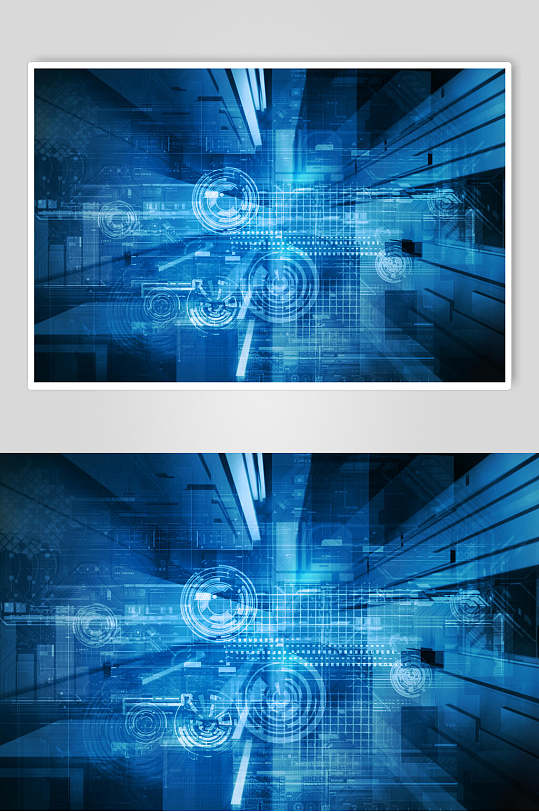 蓝色几何商务数码科技背景图片