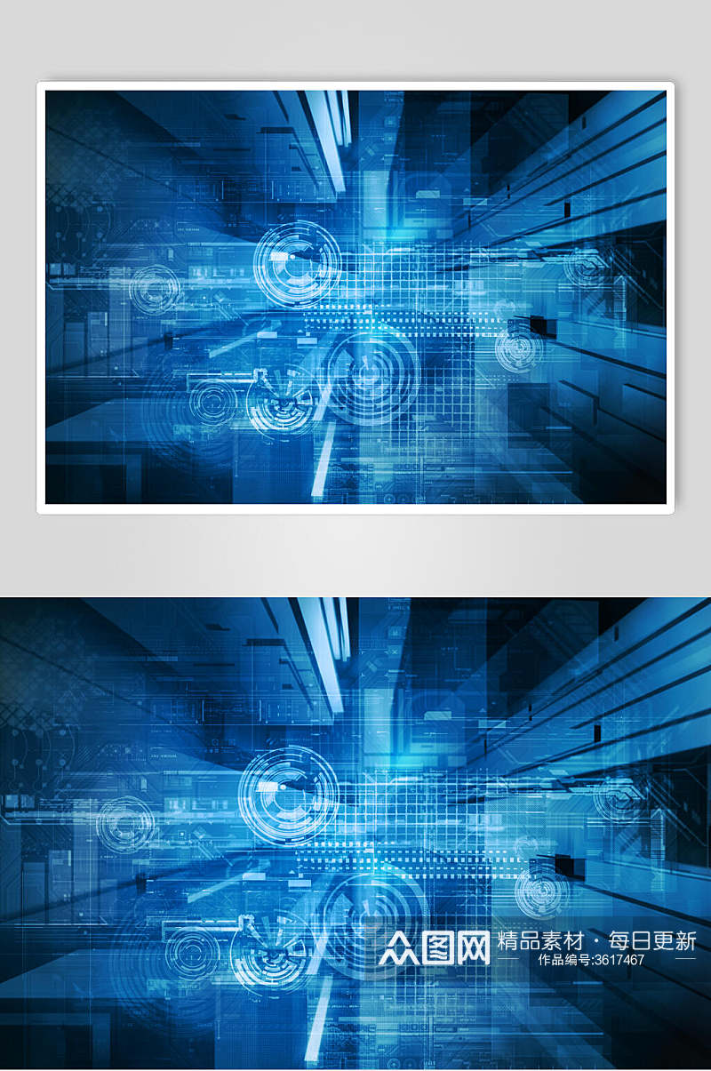 蓝色几何商务数码科技背景图片素材