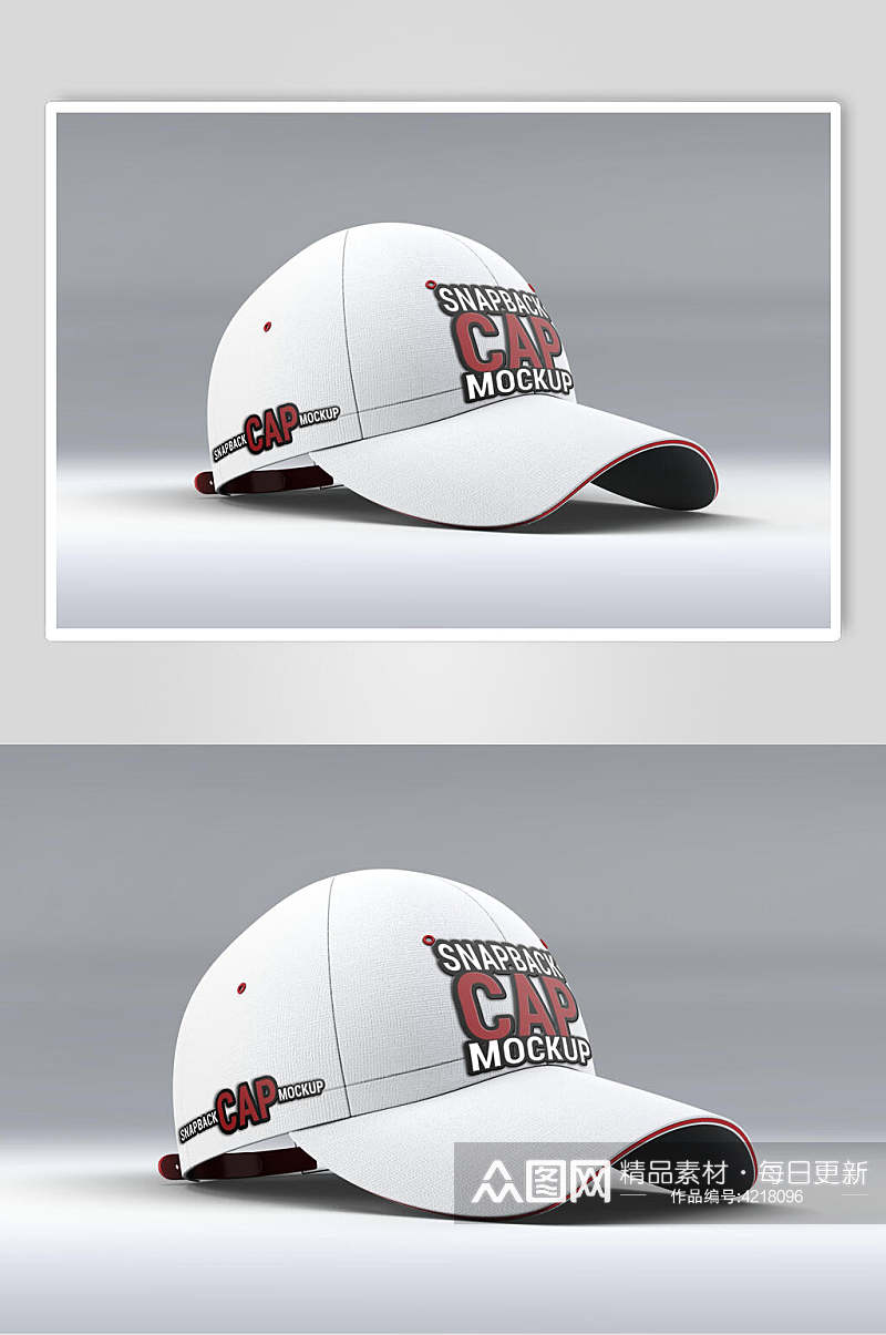 灰白英文创意大气棒球帽贴图样机素材
