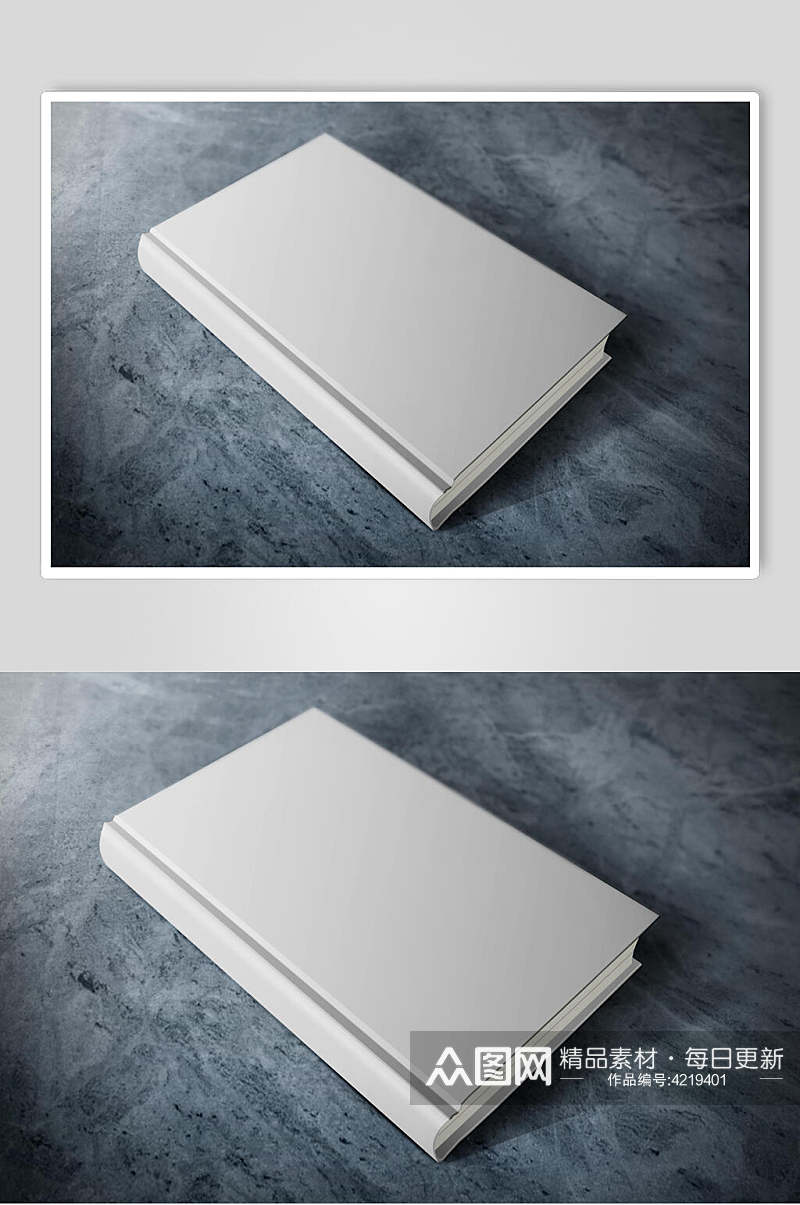 方形创意大气蓝白色硬壳厚书籍样机素材