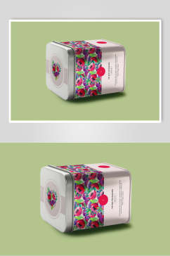方形花朵创意大气茶叶包装贴图样机