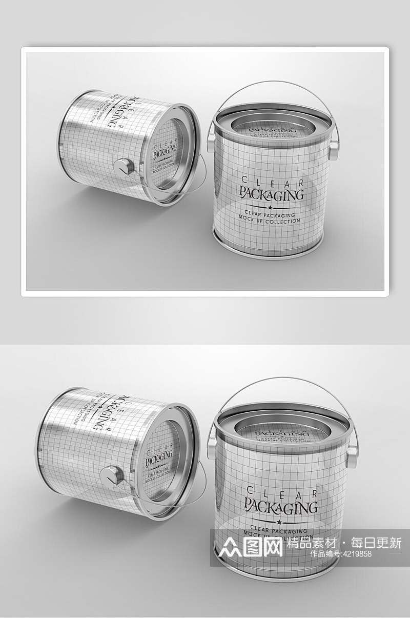线条创意大气透明容器奶茶包装样机素材
