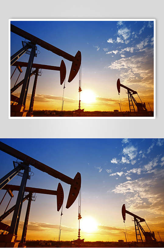 黄昏中的海上钻井平台石油勘探建筑图片