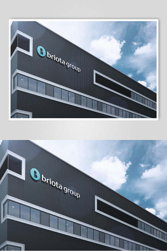 蓝天白云现代企业大楼建筑外墙招牌样机-众图网
