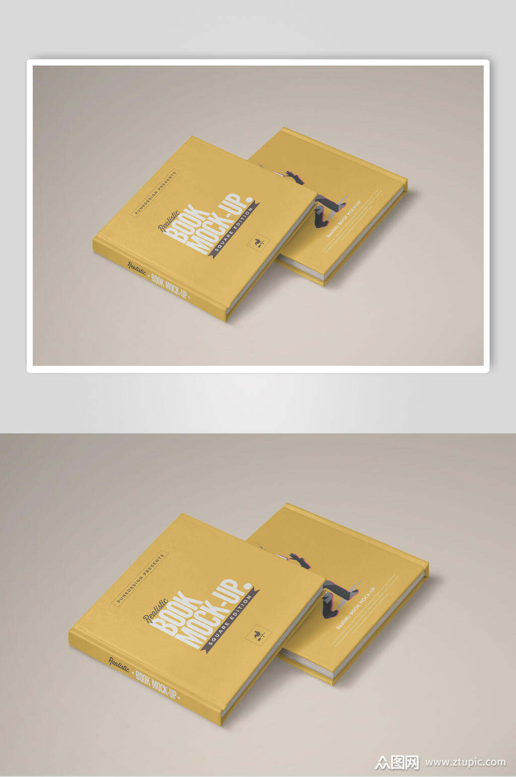 黄色英文书籍装帧页面智能贴图样机
