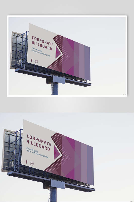 紫色拼接户外大型高炮广告牌样机