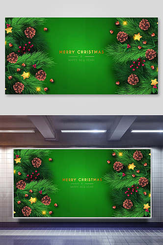 绿色精美圣诞节贺卡海报背景