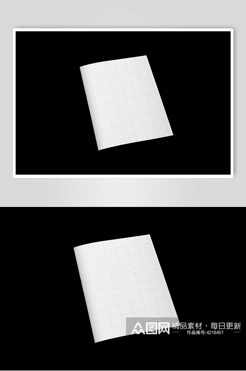 方形黑白创意大气杂志书籍封面样机素材