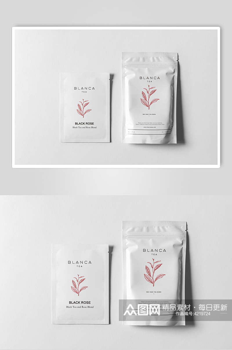 袋子白色创意大气茶叶包装展示样机素材