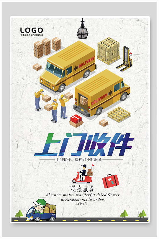 上门收件物流服务快递海报