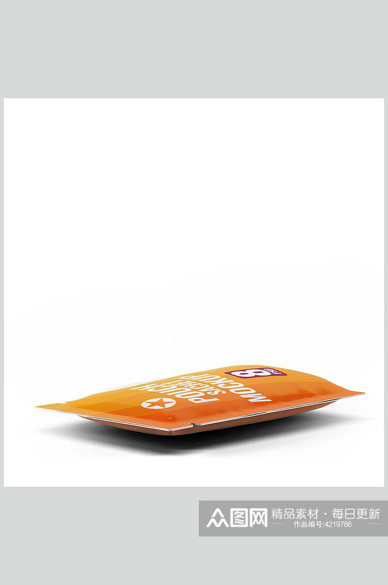 橙色创意大气膨化食品包装袋样机素材