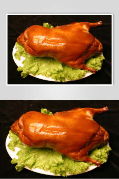 金黄美味烤鸭烧烤类食物照片